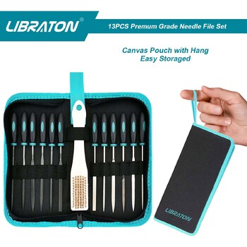 Libraton Small Files Set, Needle Diamond Files 13PCS, 6Pcs Jewlers Files & 6 Steel Files for Precision Metal File Work Wood Files