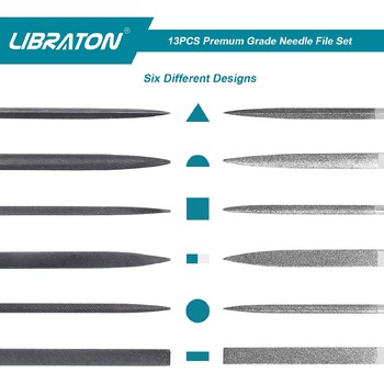 Libraton Small Files Set, Needle Diamond Files 13PCS, 6Pcs Jewlers Files & 6 Steel Files for Precision Metal File Work Wood Files