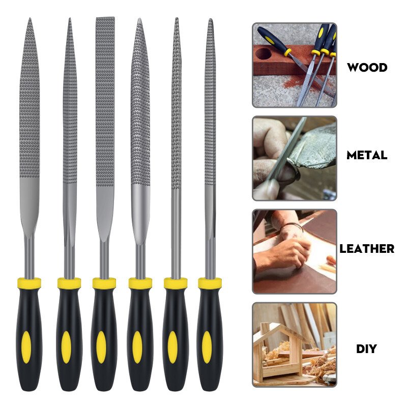 XCAN Mini rašpa za drvo, set različitih turpija od 6 komada za rezbarenje drveta, alat za turpijanje stolarije, ručna turpija 3x140 mm