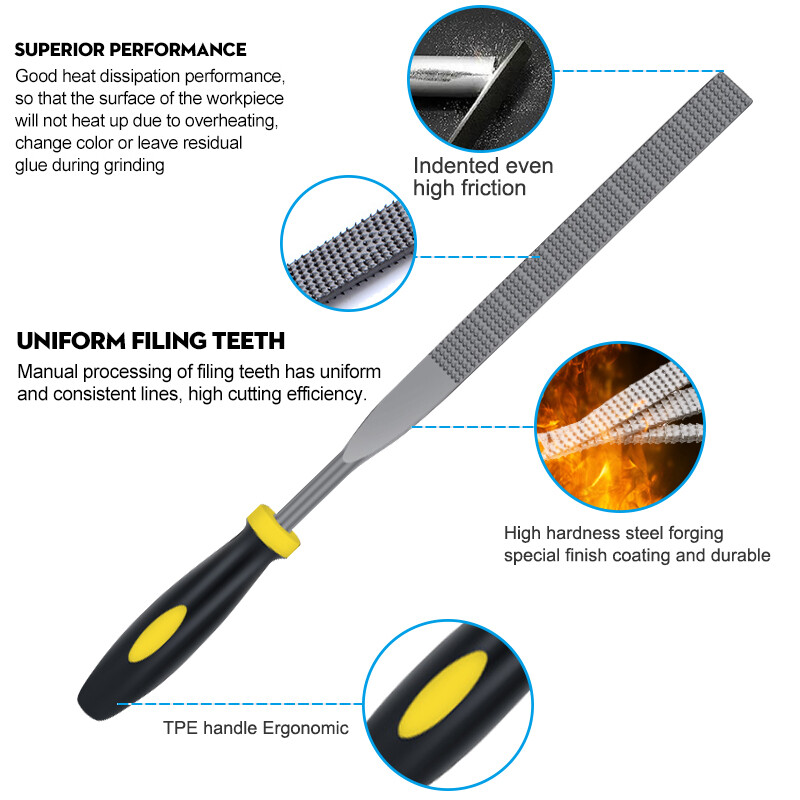 XCAN Mini rašpa za drvo, set različitih turpija od 6 komada za rezbarenje drveta, alat za turpijanje stolarije, ručna turpija 3x140 mm