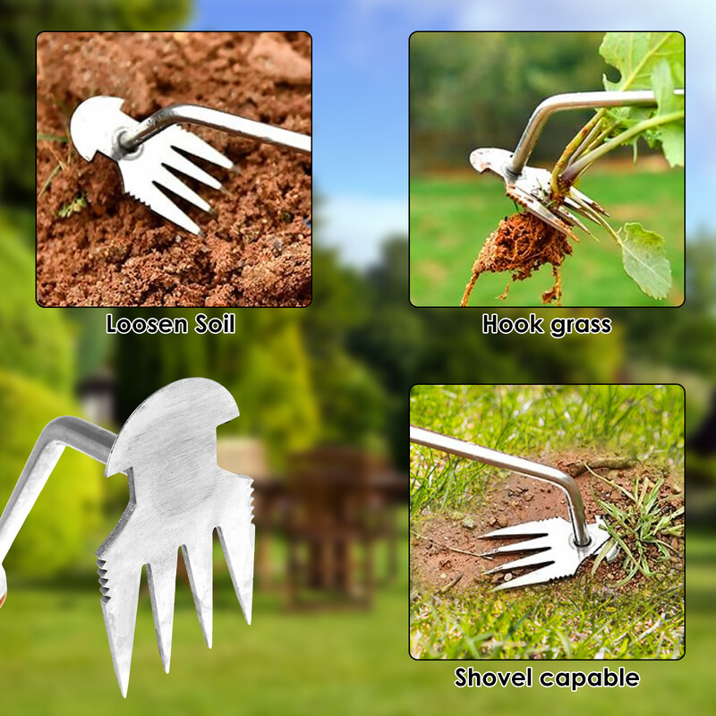 2 tk käsitsi umbrohutõrjetööriist roostevabast terasest aia umbrohu tõmbamise tööriist V-kujuline käsitsi umbrohutõrjetööriist, multifunktsionaalne umbrohu eemaldaja tööriistakomplekt istutamiseks