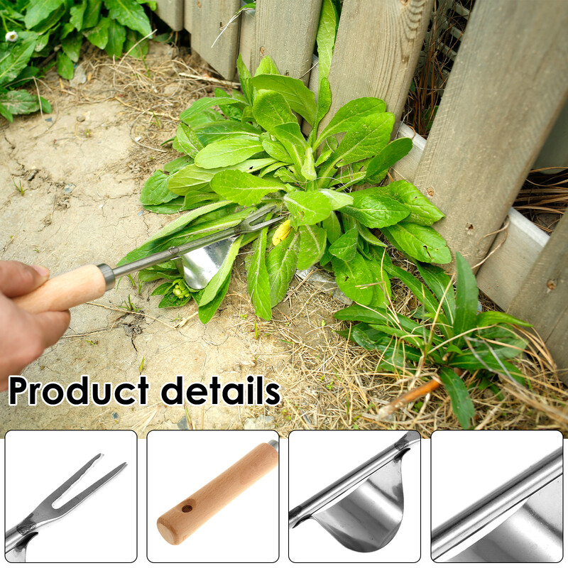 2 tk käsitsi umbrohutõrjetööriist roostevabast terasest aia umbrohu tõmbamise tööriist V-kujuline käsitsi umbrohutõrjetööriist, multifunktsionaalne umbrohu eemaldaja tööriistakomplekt istutamiseks