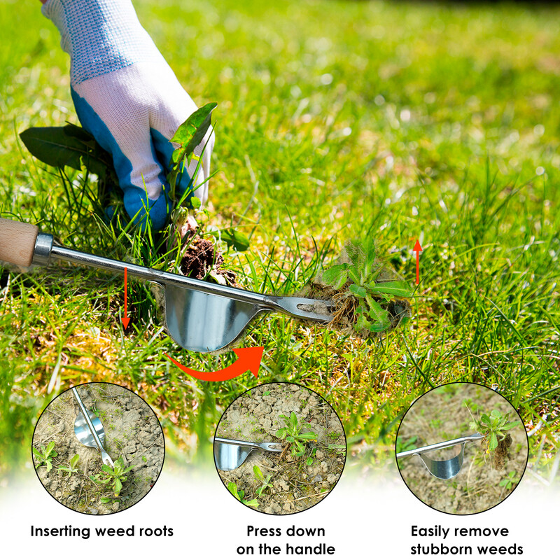 2 tk käsitsi umbrohutõrjetööriist roostevabast terasest aia umbrohu tõmbamise tööriist V-kujuline käsitsi umbrohutõrjetööriist, multifunktsionaalne umbrohu eemaldaja tööriistakomplekt istutamiseks