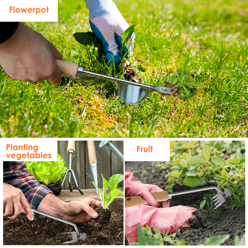 2 tk käsitsi umbrohutõrjetööriist roostevabast terasest aia umbrohu tõmbamise tööriist V-kujuline käsitsi umbrohutõrjetööriist, multifunktsionaalne umbrohu eemaldaja tööriistakomplekt istutamiseks