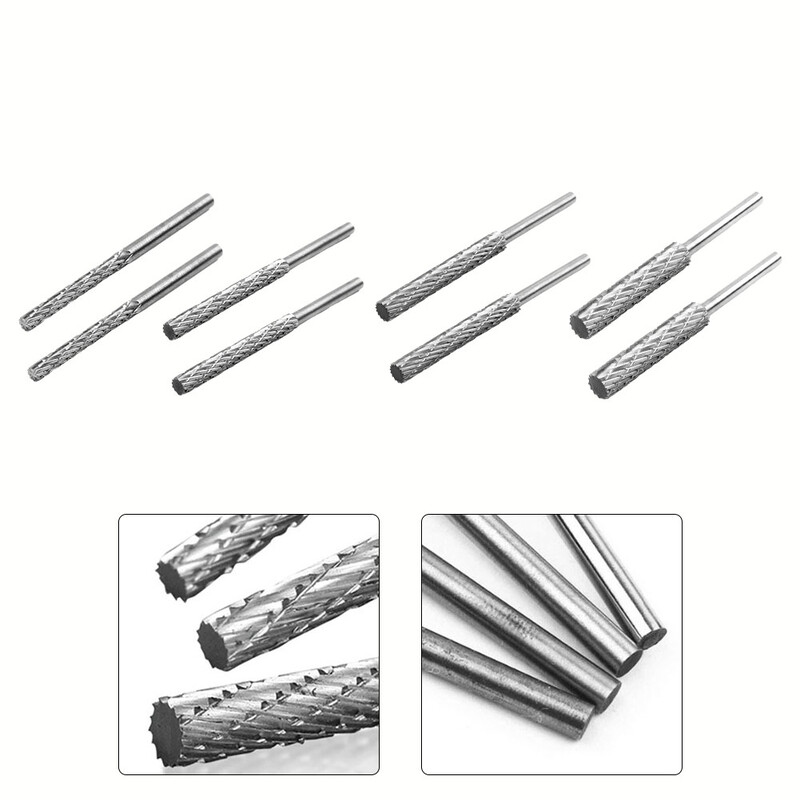 2 tk Double Cut Rotary Burri komplektid Kiire terasest pöörlev viil plastikust puidu nikerdamiseks Rotary File Freesiga puuriotsak