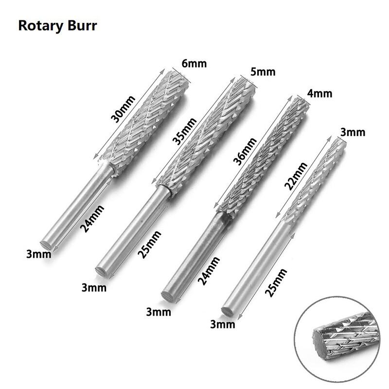 2 tk Double Cut Rotary Burri komplektid Kiire terasest pöörlev viil plastikust puidu nikerdamiseks Rotary File Freesiga puuriotsak