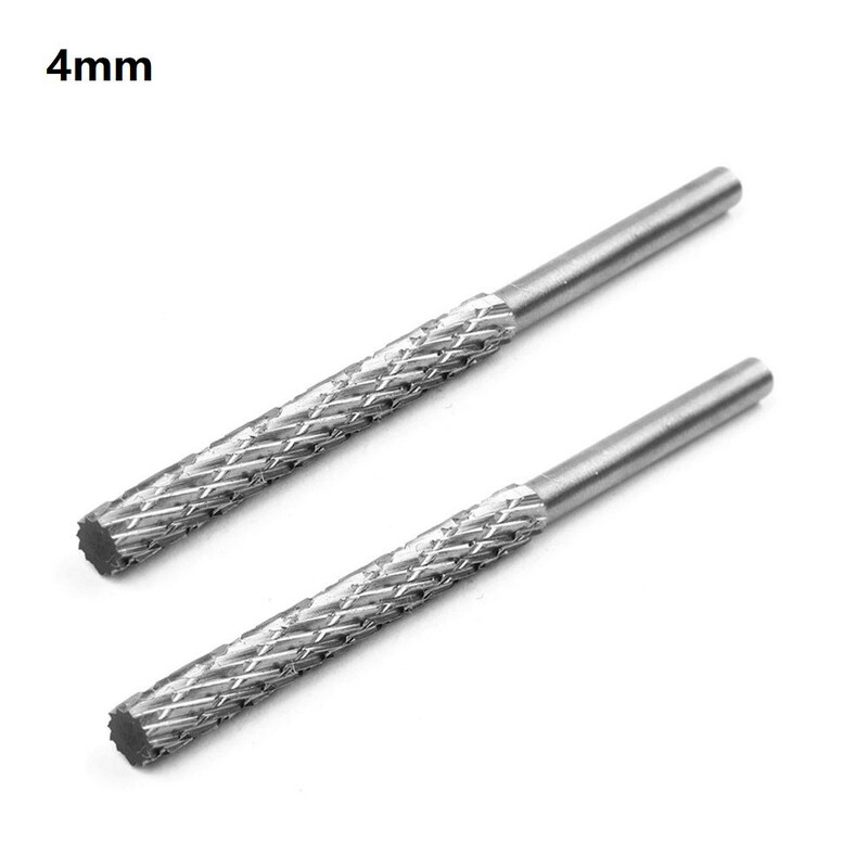 2 tk Double Cut Rotary Burri komplektid Kiire terasest pöörlev viil plastikust puidu nikerdamiseks Rotary File Freesiga puuriotsak