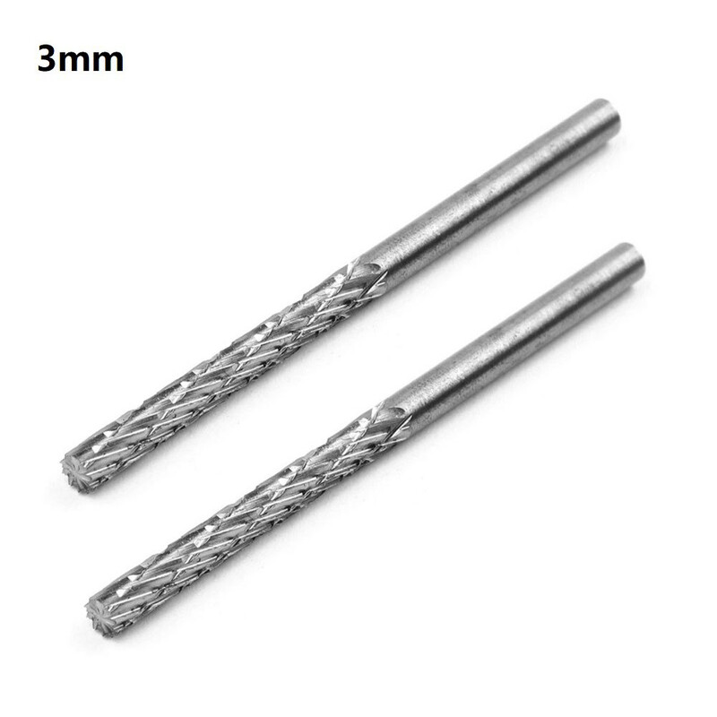 2 tk Double Cut Rotary Burri komplektid Kiire terasest pöörlev viil plastikust puidu nikerdamiseks Rotary File Freesiga puuriotsak