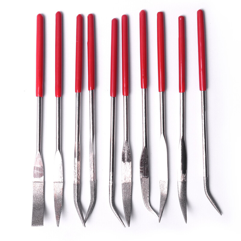 10tk/komplekt Teemantnõelviil 4*160mm kaetud lapidaarne painutatud kumerad viilid Mehaaniline käekell ehteviil Tööriistade komplekt