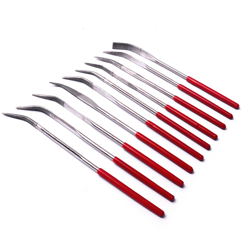 10tk/komplekt Teemantnõelviil 4*160mm kaetud lapidaarne painutatud kumerad viilid Mehaaniline käekell ehteviil Tööriistade komplekt