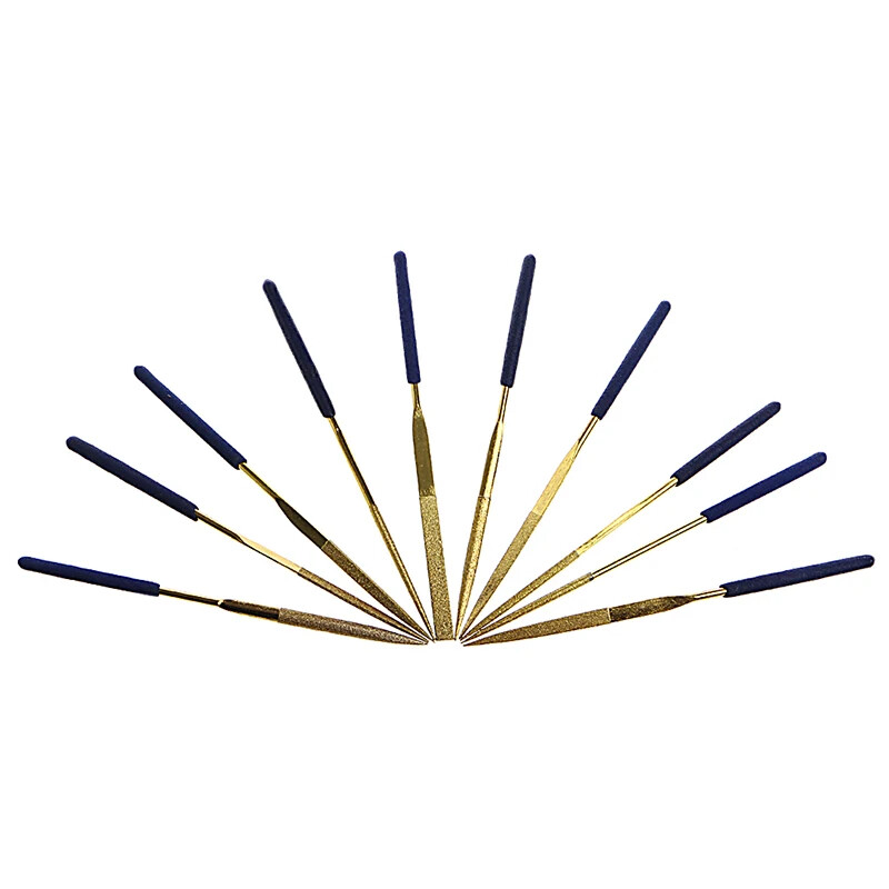 Naujas 10 vnt. titano deimantų dangos adatų plokščių dildelių rinkinys, skirtas metalo apdirbimui