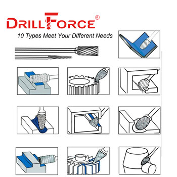 Drillforce 3x3mm 3x6mm Фреза за фреза от волфрамов карбид Ротационна пила CNC Гравиране на абразивни метални чертежи Полиращи инструменти