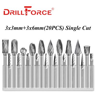 Drillforce 3x3mm 3x6mm freză din carbură de tungsten freză fișier rotativ gravare CNC abraziv desen pentru metal instrumente de lustruit