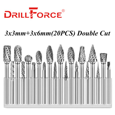 Drillforce 3x3mm 3x6mm freză din carbură de tungsten freză fișier rotativ gravare CNC abraziv desen pentru metal instrumente de lustruit