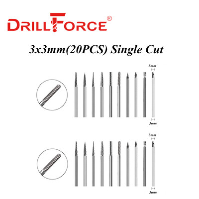 Drillforce 3x3mm 3x6mm freză din carbură de tungsten freză fișier rotativ gravare CNC abraziv desen pentru metal instrumente de lustruit