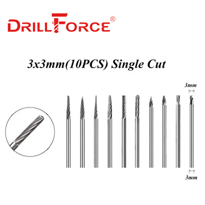 Drillforce 3x3mm 3x6mm freză din carbură de tungsten freză fișier rotativ gravare CNC abraziv desen pentru metal instrumente de lustruit