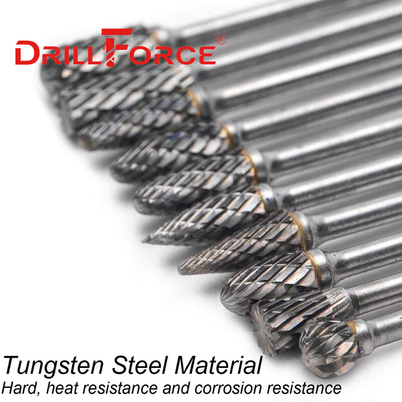 Drillforce 3x3mm 3x6mm freză din carbură de tungsten freză fișier rotativ gravare CNC abraziv desen pentru metal instrumente de lustruit