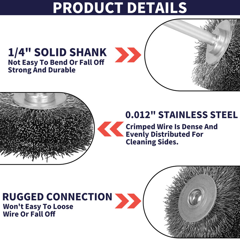 NuoDunco 2" vielinio šepečio ratas, didelio kietumo 50 mm nerūdijančio plieno poliravimo sukamasis įrankis, skirtas rūdžių šalinimo briaunų šlifavimo šlifavimui