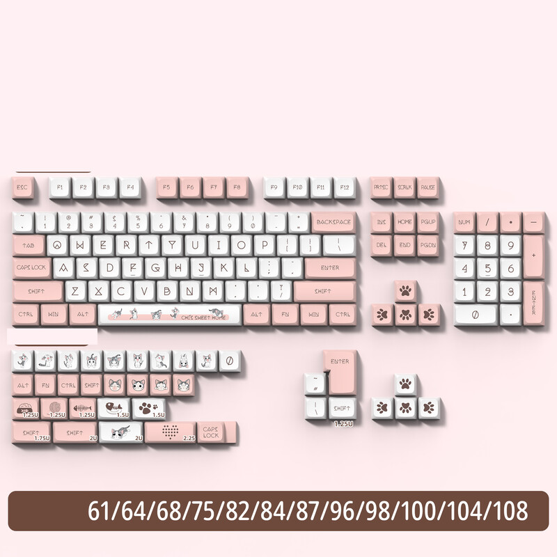 Aukščio tema XDA dangtelis PBT sublimacinės mechaninės klaviatūros dangtelio pritaikymas 68/75/84/96/980/104