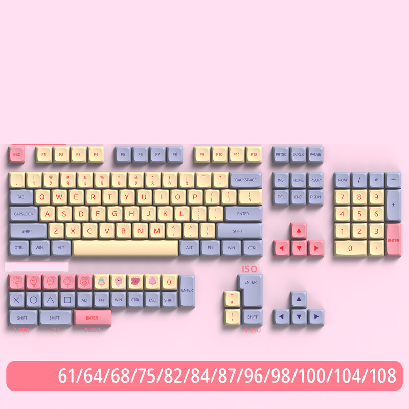 Aukščio tema XDA dangtelis PBT sublimacinės mechaninės klaviatūros dangtelio pritaikymas 68/75/84/96/980/104