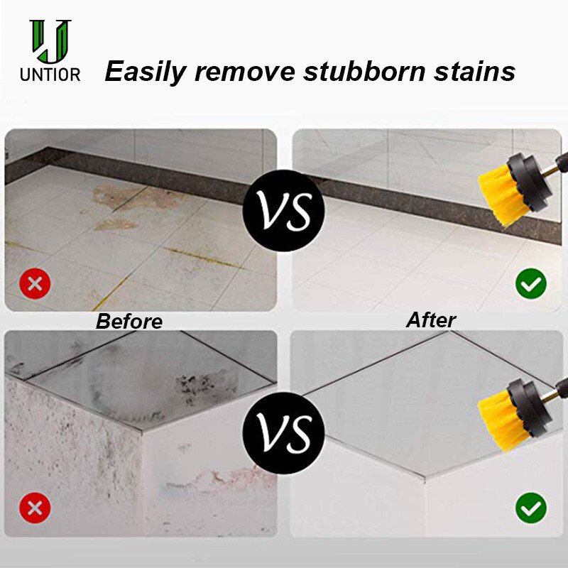 UNTIOR 3 vnt. / rinkinys elektrinis šveitimo šepetys Gręžimo šepečių rinkinys Plastikinis apvalus valymo šepetys, skirtas kilimų stiklams automobilių padangoms nailoniniai šepečiai