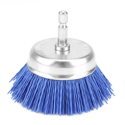 SIFANG 75 mm nailoninis puodelio šepetys medienos poliravimo vielinis rato šepetys su šešiakampiu kotu abrazyviniu rūdžių šalinimo grąžtu sukamuoju įrankių šepečiu