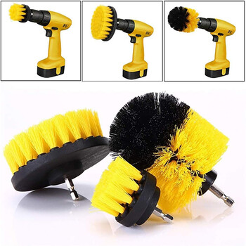 Σετ 3 τεμ. Electric Scrubber Brush Drill Brush Kit Plastic round Cleaning Brush for Carpet Glass Tires Car Nylon Brushes 2/3,5/4\'\'