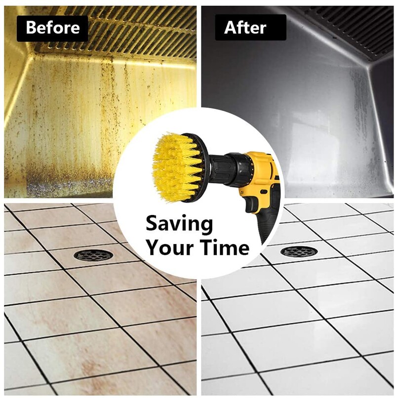 3 vnt. elektrinių šveitimo šepečių gręžimo šepečių rinkinys Plastikinis apvalus valymo šepetys, skirtas kilimų stiklinėms automobilių padangoms nailoniniai šepečiai 2/3,5/4 colio