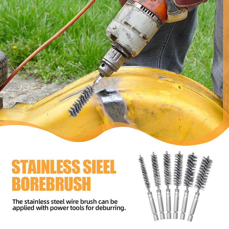 Nauji 6 vnt 8-19 mm vielinio vamzdžio mašinų valymo šepetys nuo rūdžių valiklio plovimo poliravimo įrankiai, skirti automobilių gamybos apdorojimui