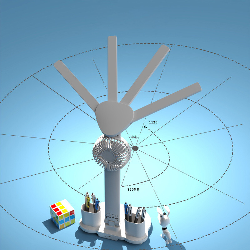 Multifunktsionaalne 3-värviline LED-laualamp nelja otsaga kokkuklapitav ventilaatoriga kella laualamp USB-laadimise lugemiseks öövalgusti