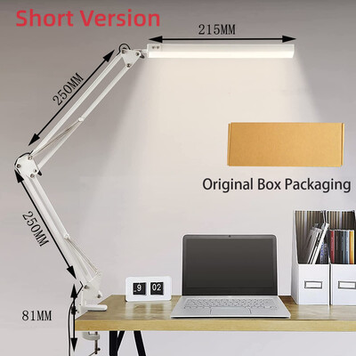 LED-klambriga laualamp 10 W pöördvarrega laualamp silmade eest hoolitsev hämardatav lauavalgusti 10 heledusastmega, 3 valgustusrežiimi