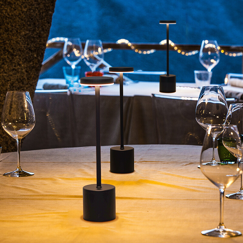 Lampă de masă cu LED cu senzor tactil, metal clasic, lampă de birou reîncărcabilă, 3 culori, lumină ambientală creativă, decor de bar, lumină de noapte