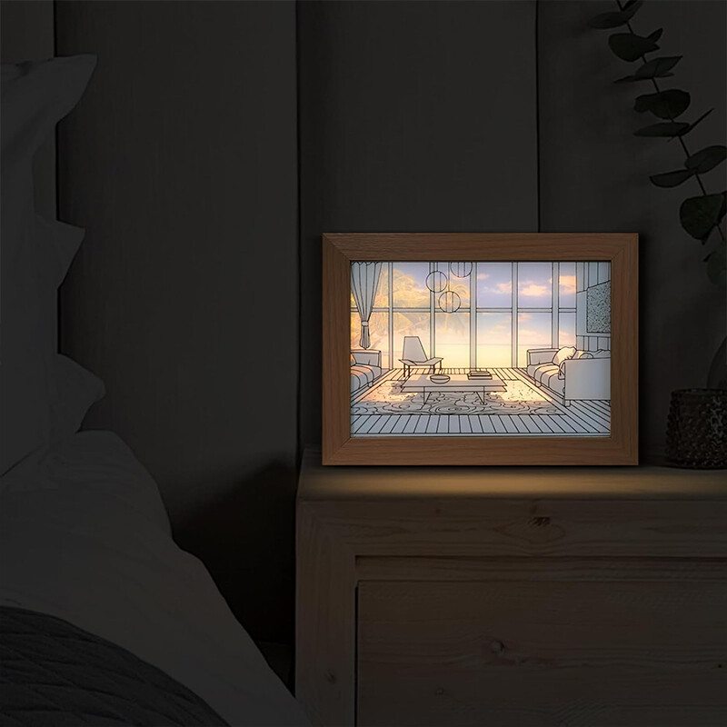 Dekoratiivne Led-valgustite värvimine USB-pistik tumenev seinakunst Lauavalgusti kingitus siseruumides päikesevalgusega aken puidust foto öösel helendav