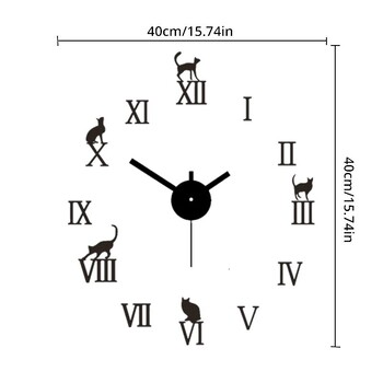 1 τμχ 40 cm Μαύροι Ρωμαϊκοί Αριθμοί Mute DIY Ρολόι ,Για Σαλόνι, Υπνοδωμάτιο, Επιτραπέζιο Ρολόι Επιτοίχιο Έπιπλα σπιτιού