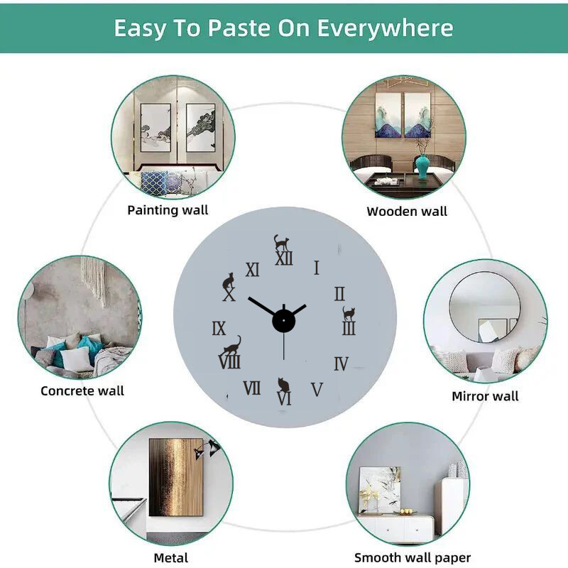 1 tk 40 cm mustade rooma numbritega vaimne isetegemise kell, elutuppa, magamistuppa, laua seinale kinnitatav kell Kodusisustus