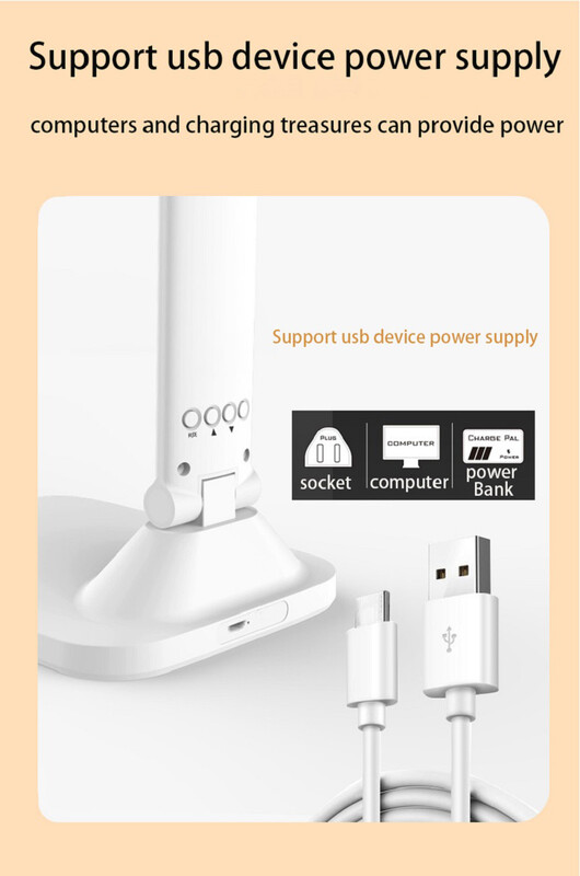 Sulankstoma stalinė lempa USB skaitymo jutikliams pritemdoma akių apsauga su žadintuvu termometru LED stalinė lempa USB įkraunama naktinė lemputė