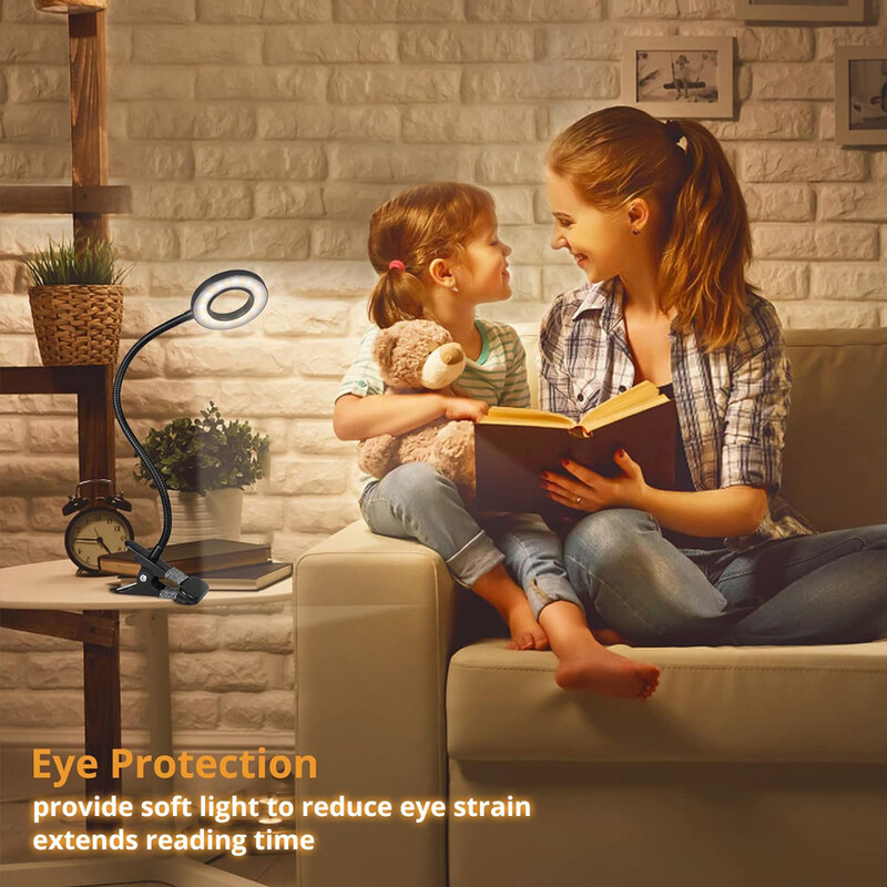 360° Paindlik 48 LED-i klambriga laualamp Hanekelaga lugemislauavalgusti Silmi eest hoolitsev USB-klamber Raamatud Öövalgusti Õppevalgusti