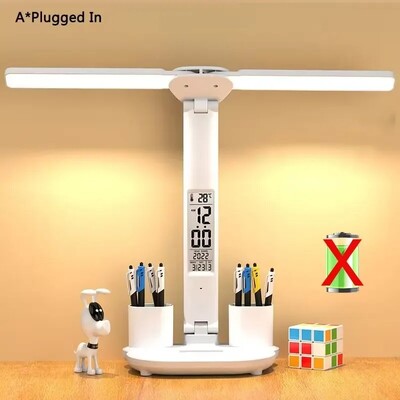 Taaslaetav laualamp õppetöö jaoks, laualamp lugemislamp Led lauavalgusti ventilaatoriga, LED-kella näidiku lugemislamp