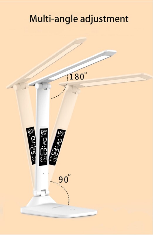 Uus LED-laualamp puutetundlik kokkuklapitav USB-laetav äratuskella termomeetriga hämardatav öövalgusti lauaõppe lugemislambi jaoks