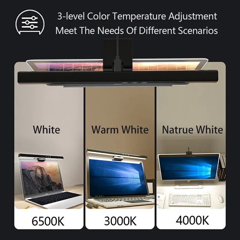 Silmahoolduse laualamp 50 cm LED arvuti arvuti monitori ekraan valgusriba astmeteta hämardus lugemine USB toitega ripp laualamp