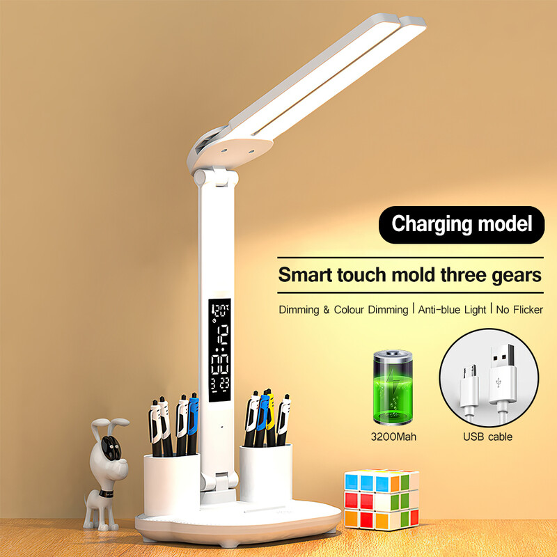 180 de protecție rotativă pliabilă pentru ochi lumină de noapte pentru lectură ceas cu LED lumină de birou, reîncărcabilă prin USB/lucire de birou reglabilă cu plug-in