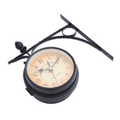 Ρολόι τοίχου Ρετρό Διπλής όψης Κρεμαστά ρολόγια Vintage Iron Home Υπαίθριος Στρογγυλός Σταθμός Μεγάλος Ρουστίκ Κήπος Ψηφιακό τρένο