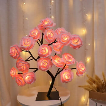 24LED Επιτραπέζιο φωτιστικό Rose Flower Tree USB νυχτερινά φωτάκια Χριστουγεννιάτικη διακόσμηση Δώρο για Παιδικό Δωμάτιο Rose Flower Lighting Διακόσμηση σπιτιού