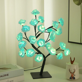 24LED Επιτραπέζιο φωτιστικό Rose Flower Tree USB νυχτερινά φωτάκια Χριστουγεννιάτικη διακόσμηση Δώρο για Παιδικό Δωμάτιο Rose Flower Lighting Διακόσμηση σπιτιού