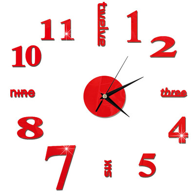Ceas de perete 3D, oglindă, autocolante de perete, ceasuri de perete creative, bricolaj, detașabil, autocolant de artă, decor pentru casă, camera de zi, ac cuarț fierbinte
