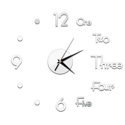Ceas de perete 3D, oglindă, autocolante de perete, ceasuri de perete creative, bricolaj, detașabil, autocolant de artă, decor pentru casă, camera de zi, ac cuarț fierbinte