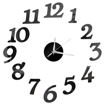 Ceas de perete 3D, oglindă, autocolante de perete, ceasuri de perete creative, bricolaj, detașabil, autocolant de artă, decor pentru casă, camera de zi, ac cuarț fierbinte