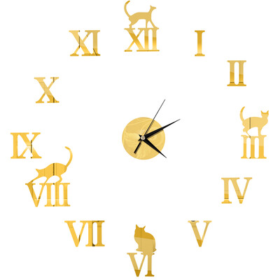 Ceas de perete 3D, oglindă, autocolante de perete, ceasuri de perete creative, bricolaj, detașabil, autocolant de artă, decor pentru casă, camera de zi, ac cuarț fierbinte