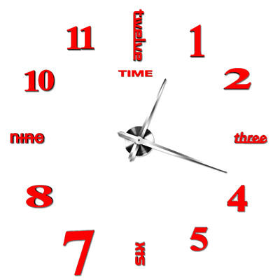 2D/3D seinakell peegelseinakleebised DIY käekellad Suured akrüülkvartsist seinakellad Eemaldatavad 4 värvi kunstkleebisega kodukaunistus