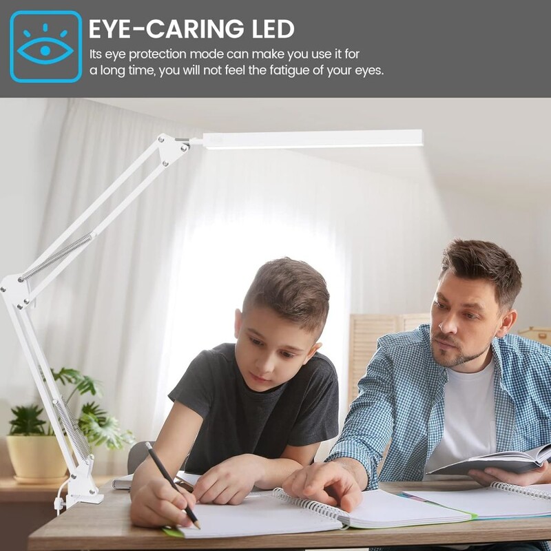 Reguleeritav kokkupandav laualamp Topeltpöördvarrega LED-lauavalgusti Silma eest hoolitsev arhitekti töölamp Hämardatav lauavalgusti töötamiseks